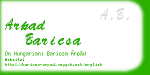 arpad baricsa business card